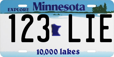 MN license plate 123LIE