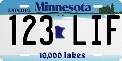 MN license plate 123LIF