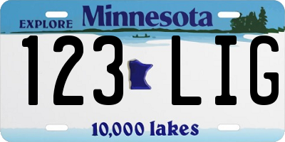 MN license plate 123LIG