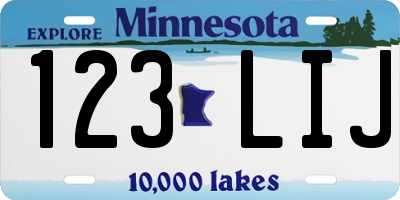 MN license plate 123LIJ