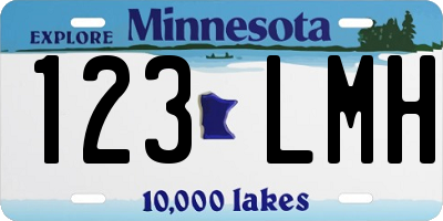 MN license plate 123LMH