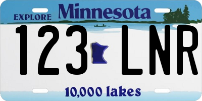MN license plate 123LNR