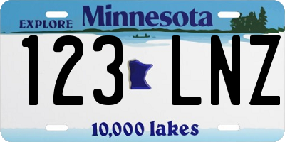 MN license plate 123LNZ