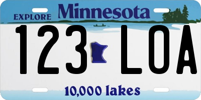 MN license plate 123LOA