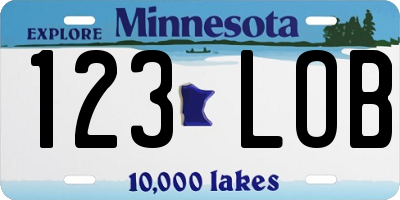 MN license plate 123LOB