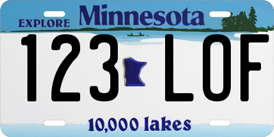 MN license plate 123LOF