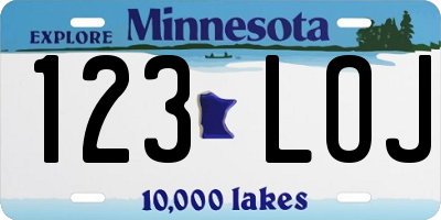 MN license plate 123LOJ