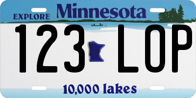 MN license plate 123LOP