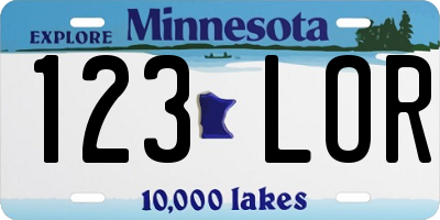 MN license plate 123LOR