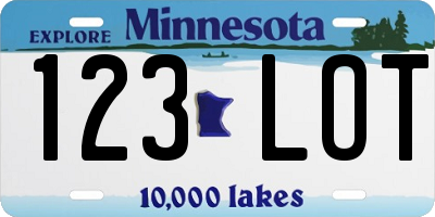 MN license plate 123LOT