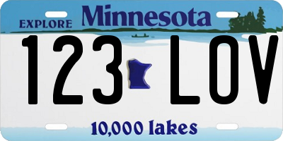 MN license plate 123LOV