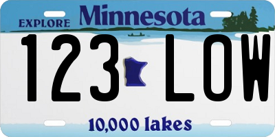 MN license plate 123LOW