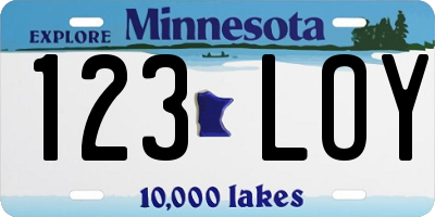 MN license plate 123LOY
