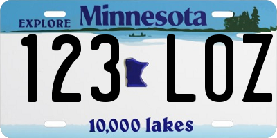 MN license plate 123LOZ