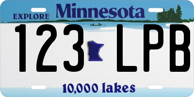 MN license plate 123LPB