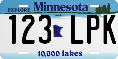 MN license plate 123LPK