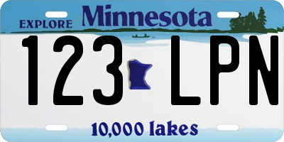 MN license plate 123LPN