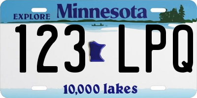 MN license plate 123LPQ