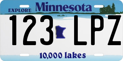 MN license plate 123LPZ
