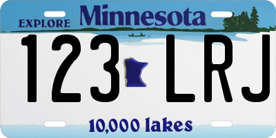 MN license plate 123LRJ
