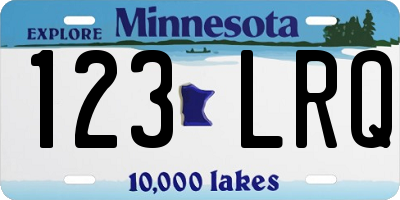 MN license plate 123LRQ