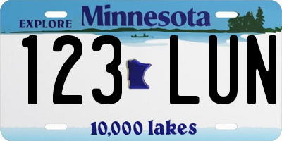 MN license plate 123LUN