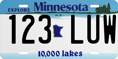 MN license plate 123LUW