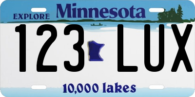 MN license plate 123LUX