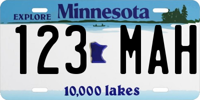MN license plate 123MAH