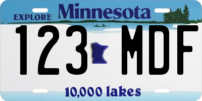 MN license plate 123MDF