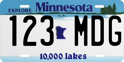 MN license plate 123MDG