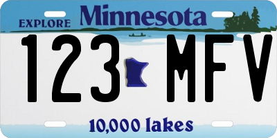 MN license plate 123MFV