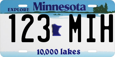 MN license plate 123MIH