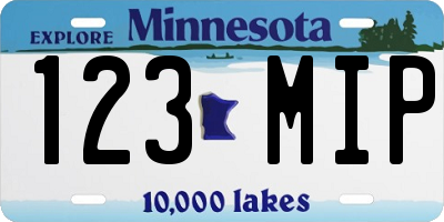 MN license plate 123MIP