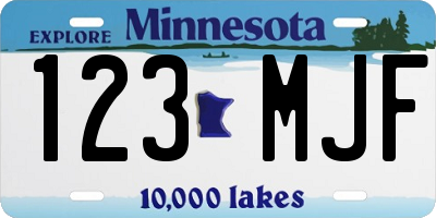 MN license plate 123MJF