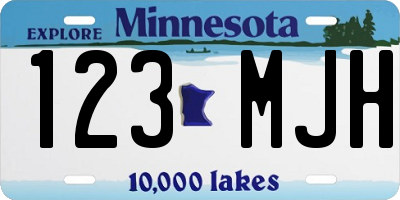 MN license plate 123MJH