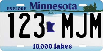 MN license plate 123MJM