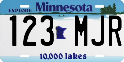 MN license plate 123MJR