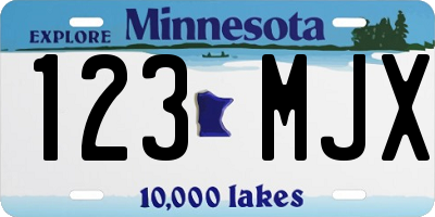 MN license plate 123MJX