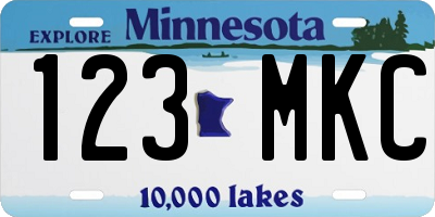 MN license plate 123MKC
