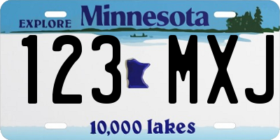 MN license plate 123MXJ