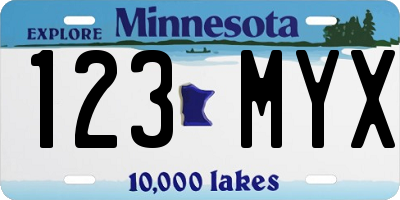 MN license plate 123MYX