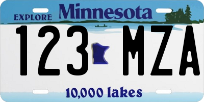 MN license plate 123MZA