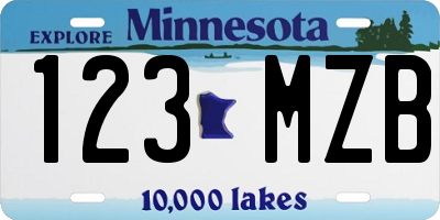 MN license plate 123MZB