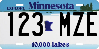 MN license plate 123MZE