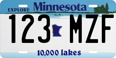 MN license plate 123MZF