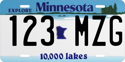 MN license plate 123MZG