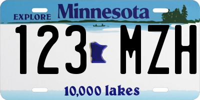 MN license plate 123MZH