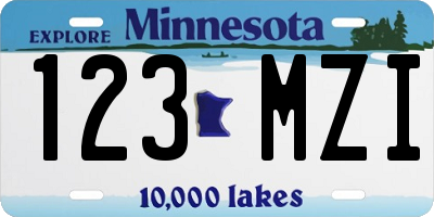 MN license plate 123MZI