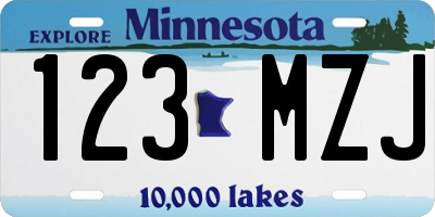 MN license plate 123MZJ